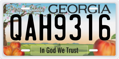 GA license plate QAH9316