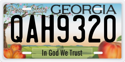 GA license plate QAH9320