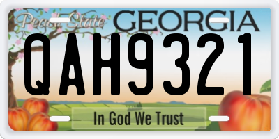 GA license plate QAH9321