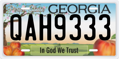 GA license plate QAH9333