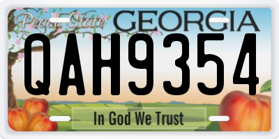 GA license plate QAH9354