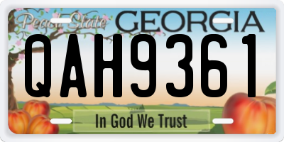 GA license plate QAH9361