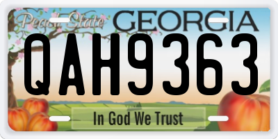 GA license plate QAH9363