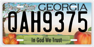 GA license plate QAH9375