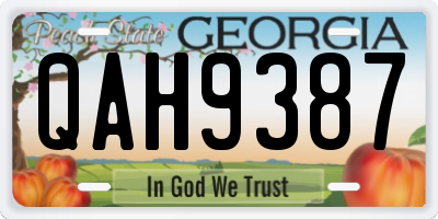 GA license plate QAH9387