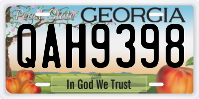 GA license plate QAH9398