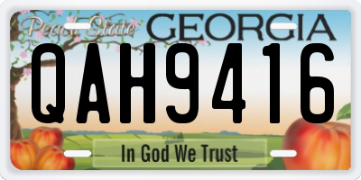 GA license plate QAH9416