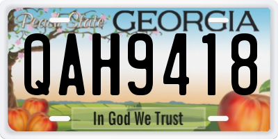 GA license plate QAH9418
