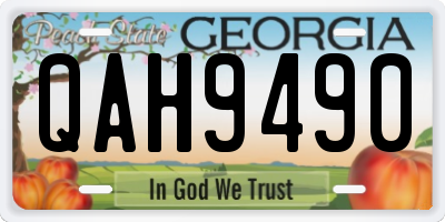 GA license plate QAH9490