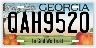 GA license plate QAH9520