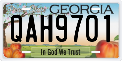 GA license plate QAH9701