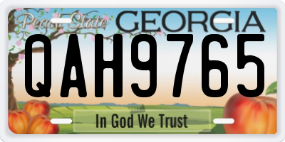 GA license plate QAH9765
