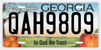 GA license plate QAH9809