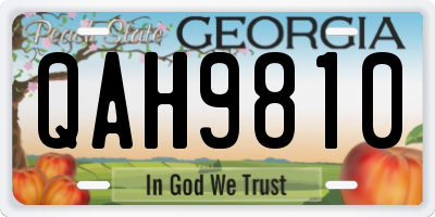 GA license plate QAH9810