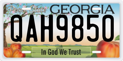 GA license plate QAH9850