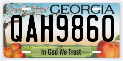 GA license plate QAH9860