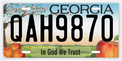 GA license plate QAH9870