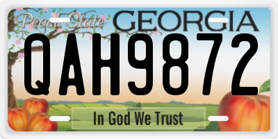 GA license plate QAH9872