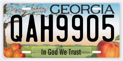 GA license plate QAH9905