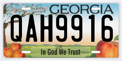 GA license plate QAH9916