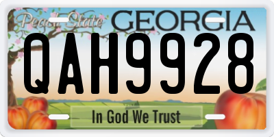 GA license plate QAH9928