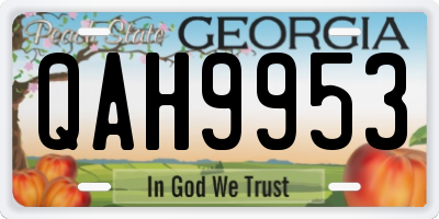GA license plate QAH9953