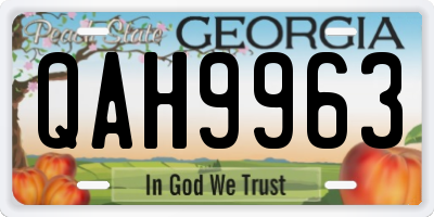GA license plate QAH9963