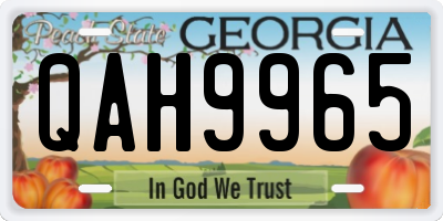 GA license plate QAH9965