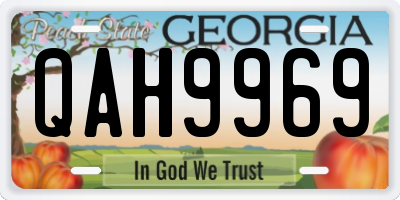 GA license plate QAH9969