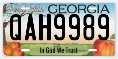 GA license plate QAH9989