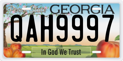 GA license plate QAH9997