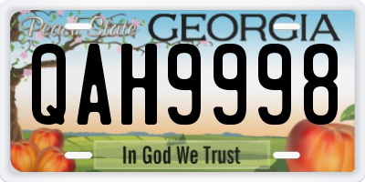 GA license plate QAH9998