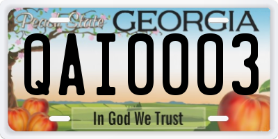 GA license plate QAI0003