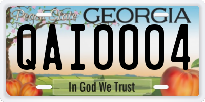 GA license plate QAI0004