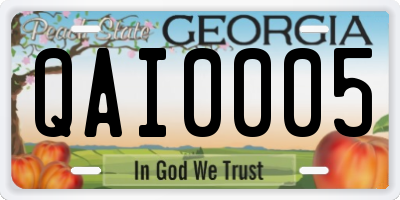 GA license plate QAI0005