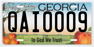 GA license plate QAI0009