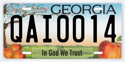 GA license plate QAI0014