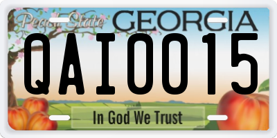 GA license plate QAI0015