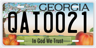 GA license plate QAI0021
