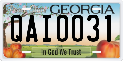 GA license plate QAI0031