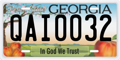 GA license plate QAI0032
