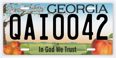 GA license plate QAI0042