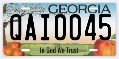 GA license plate QAI0045