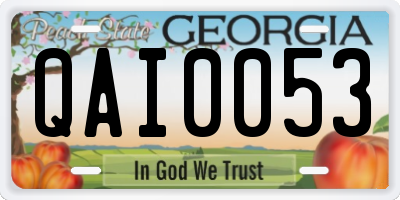 GA license plate QAI0053