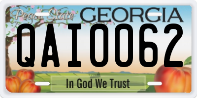 GA license plate QAI0062