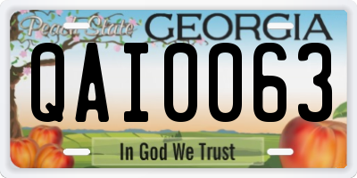 GA license plate QAI0063