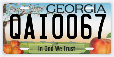 GA license plate QAI0067