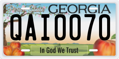 GA license plate QAI0070