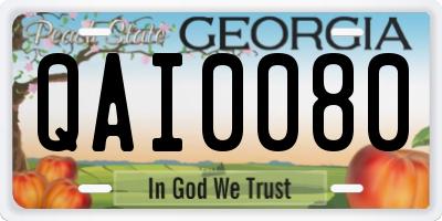 GA license plate QAI0080