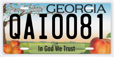 GA license plate QAI0081